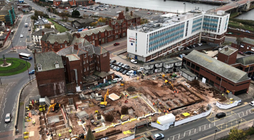 Bird's-eye view of the hotel development in Barrow 